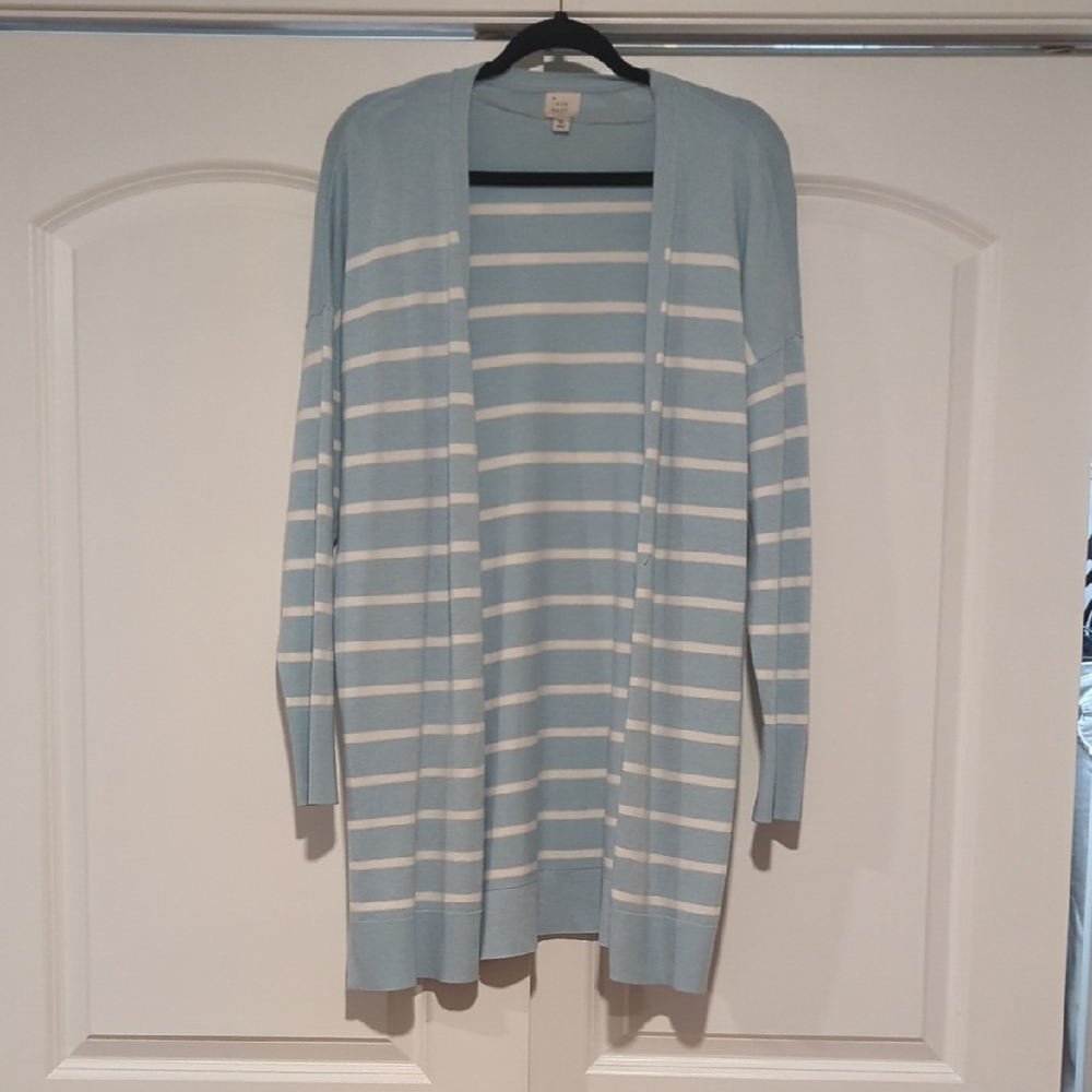 a new day Light Blue and White Striped Cardigan